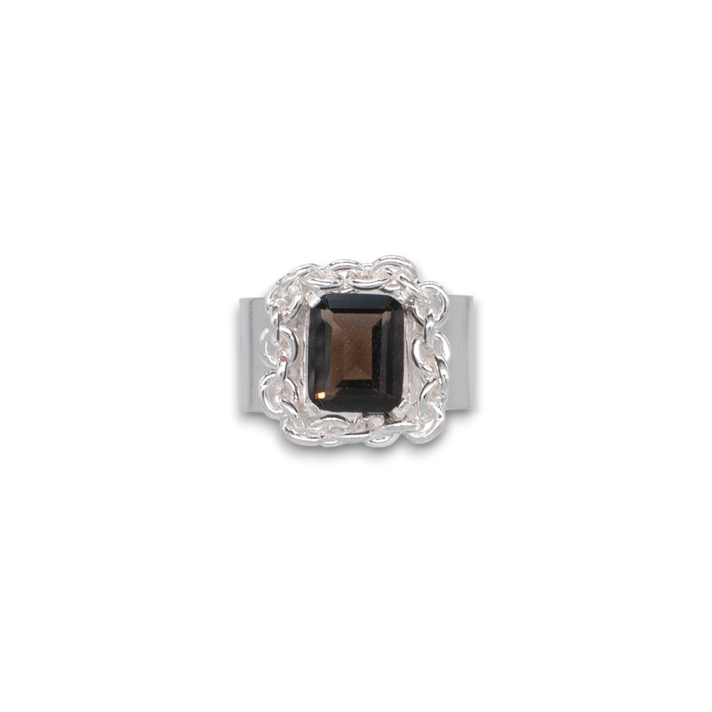 Chain frame ring (Smoky Quartz)