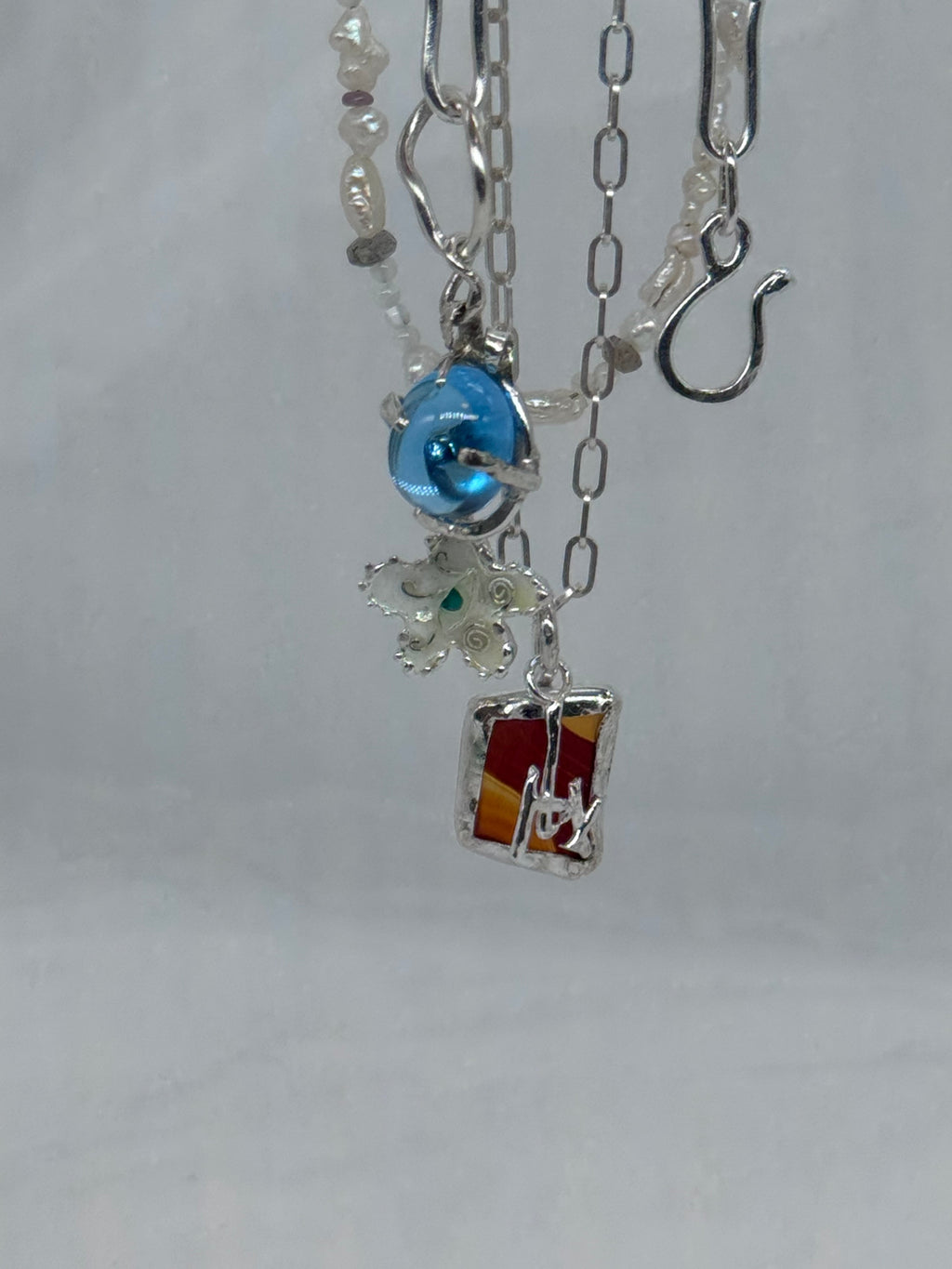 [Ready-to-ship] Blue Topaz pendant top｜Hand-made chain nackelace