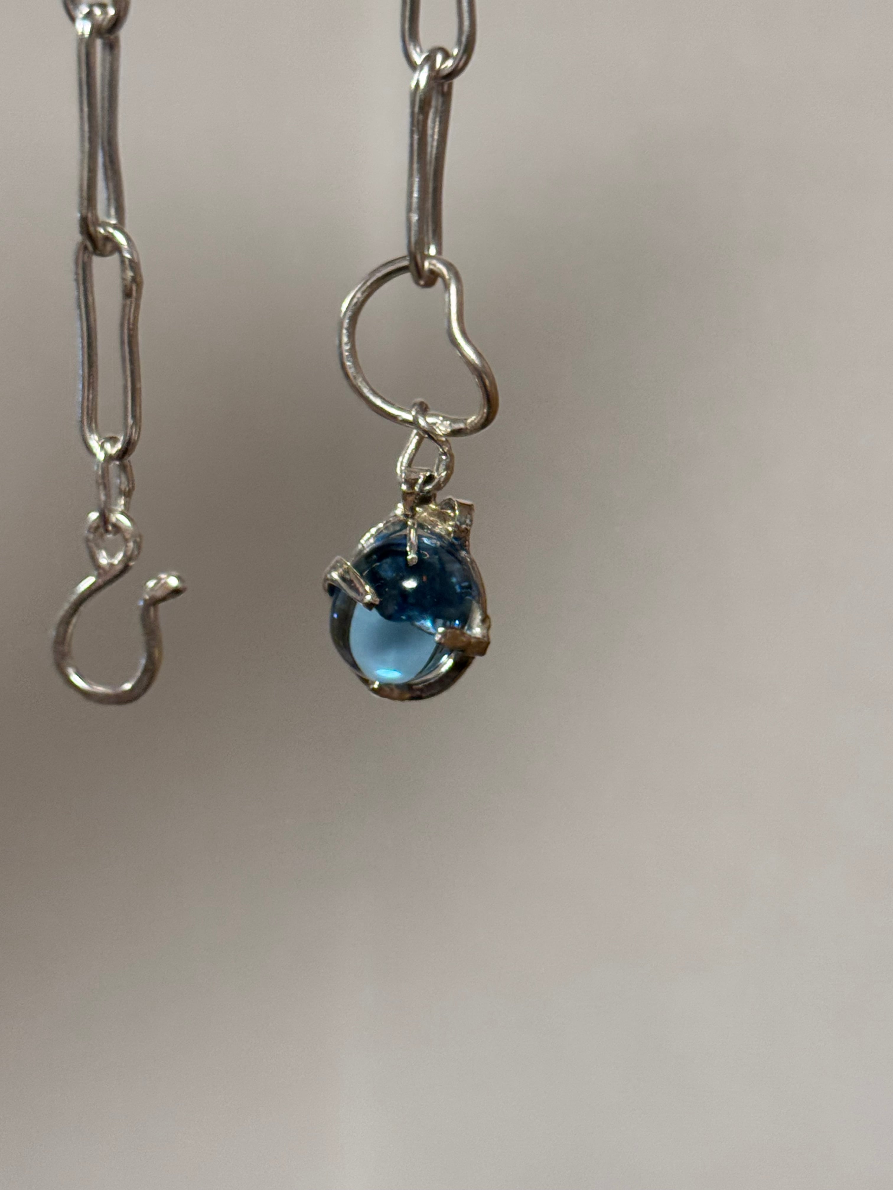 [Ready-to-ship] Blue Topaz pendant top｜Hand-made chain nackelace