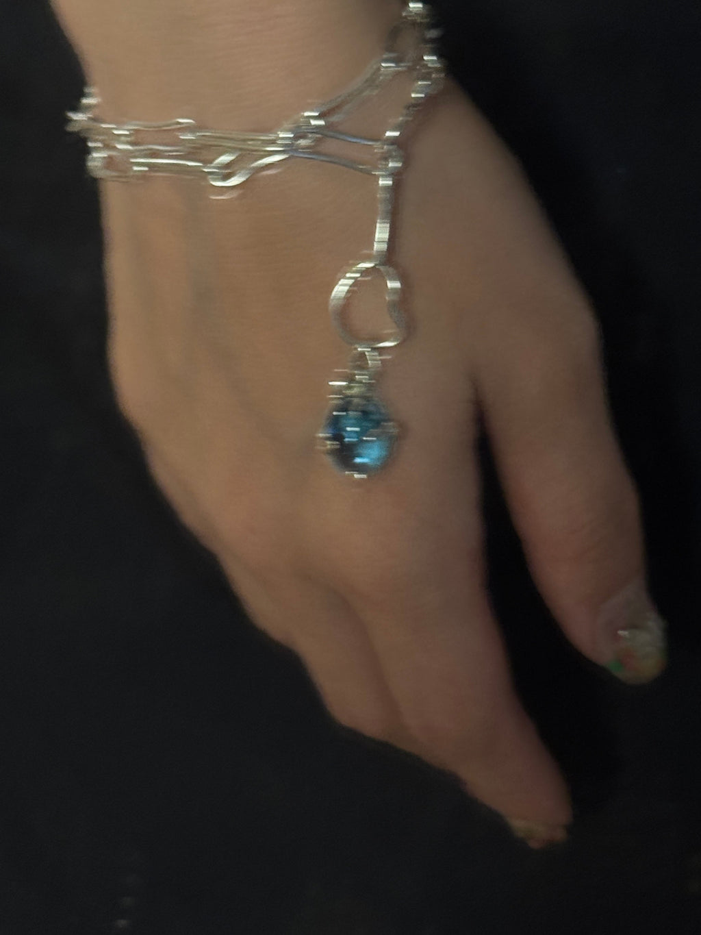[Ready-to-ship] Blue Topaz pendant top｜Hand-made chain nackelace