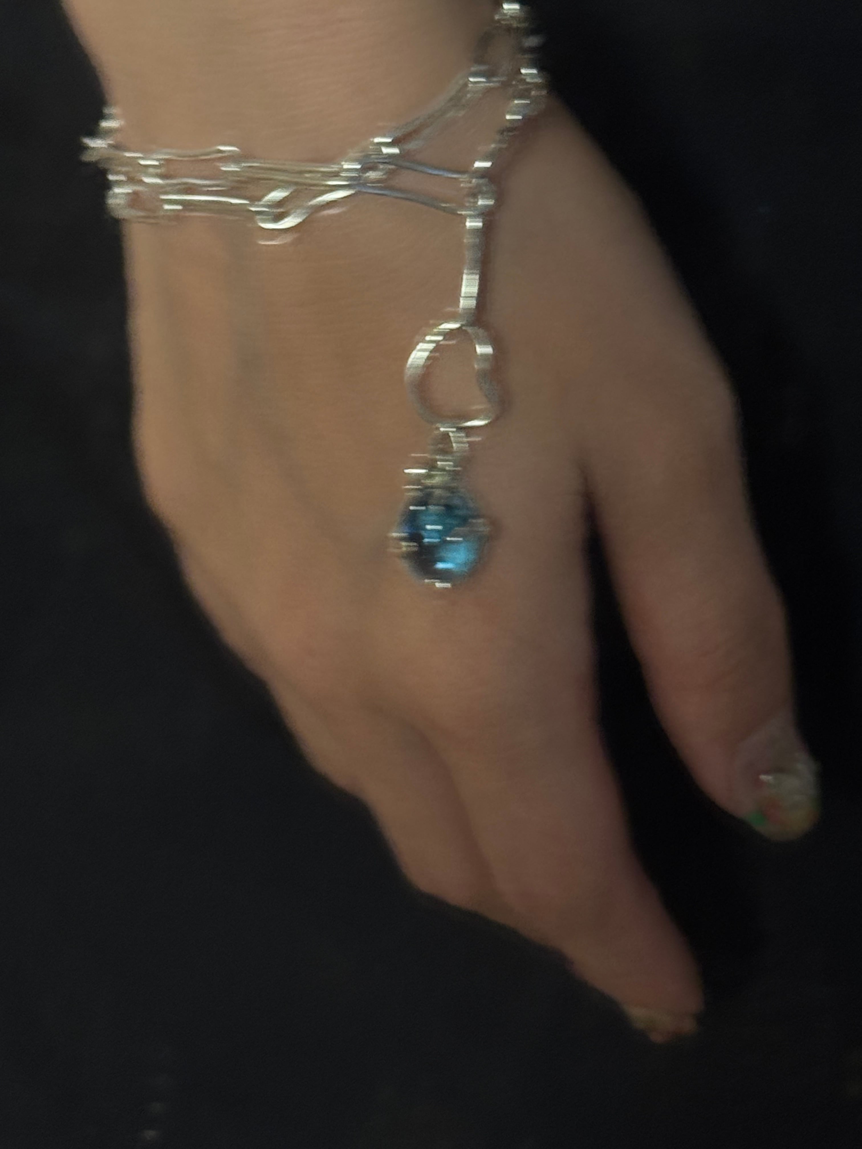 [Ready-to-ship] Blue Topaz pendant top｜Hand-made chain nackelace