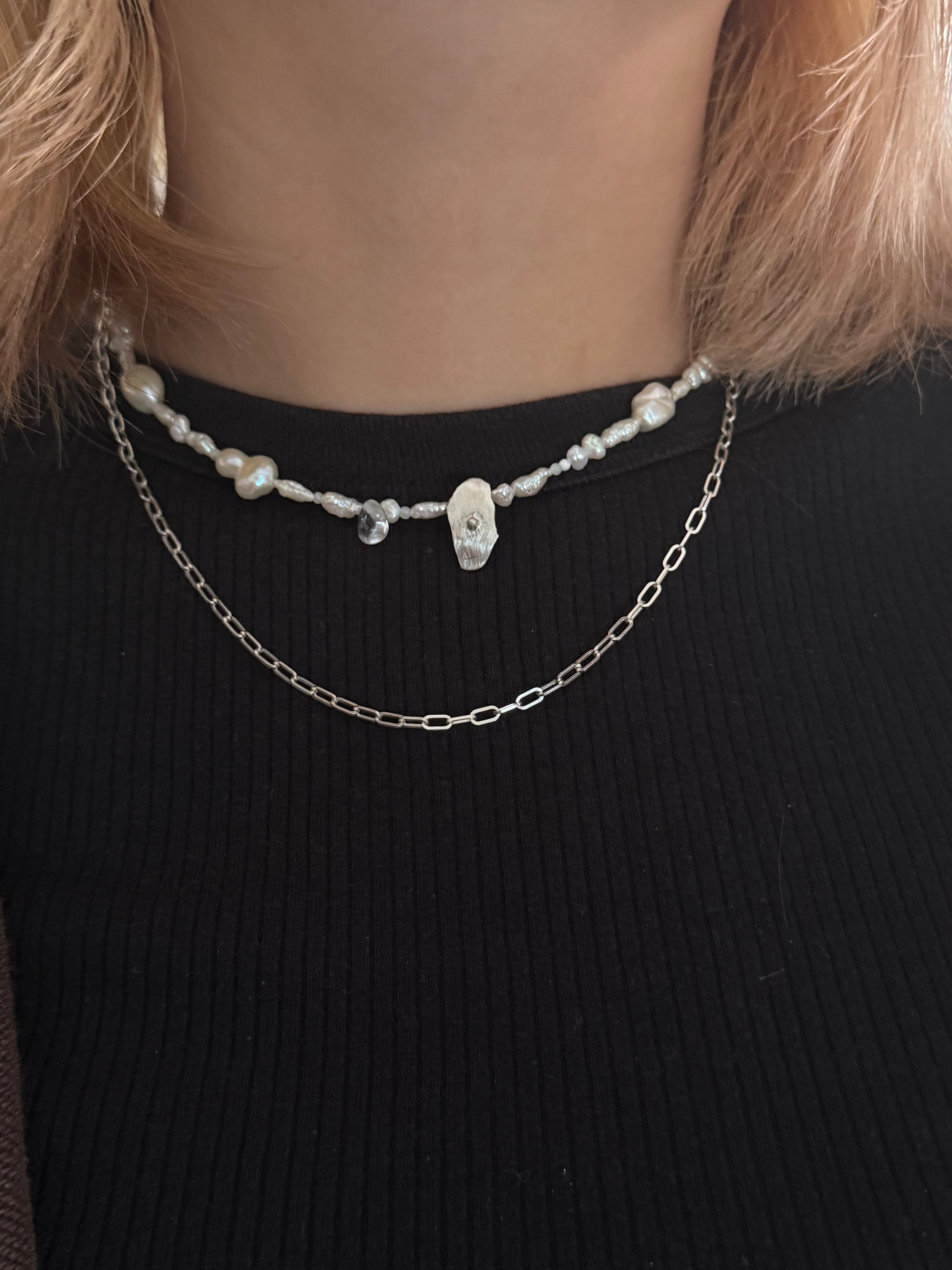 [ready-to-ship]Pear necklace with silver chain (litongさま)