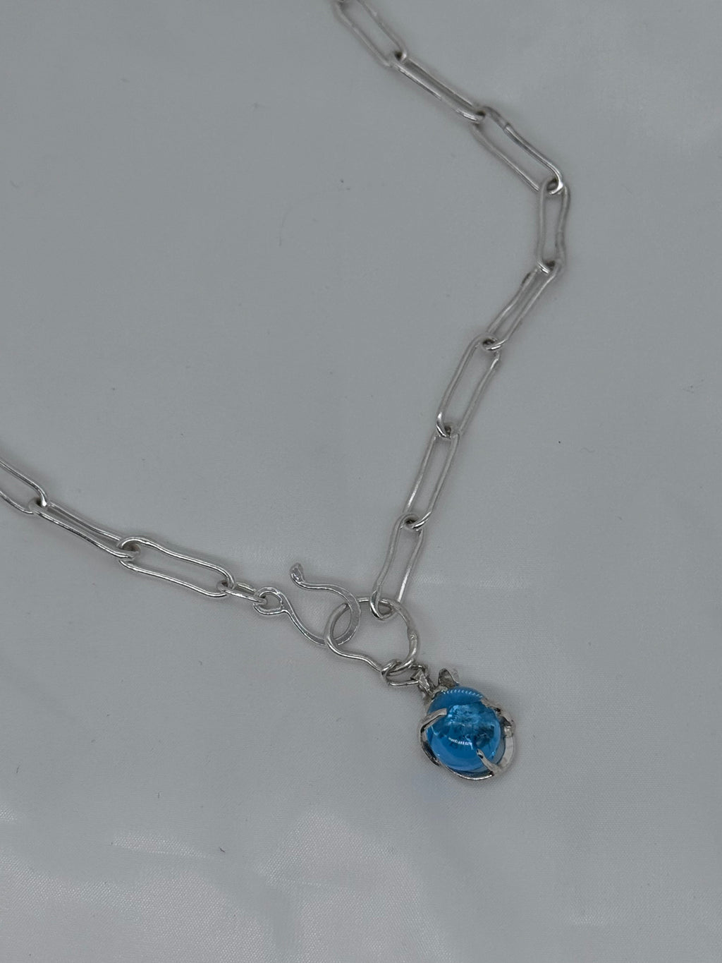 [Ready-to-ship] Blue Topaz pendant top｜Hand-made chain nackelace