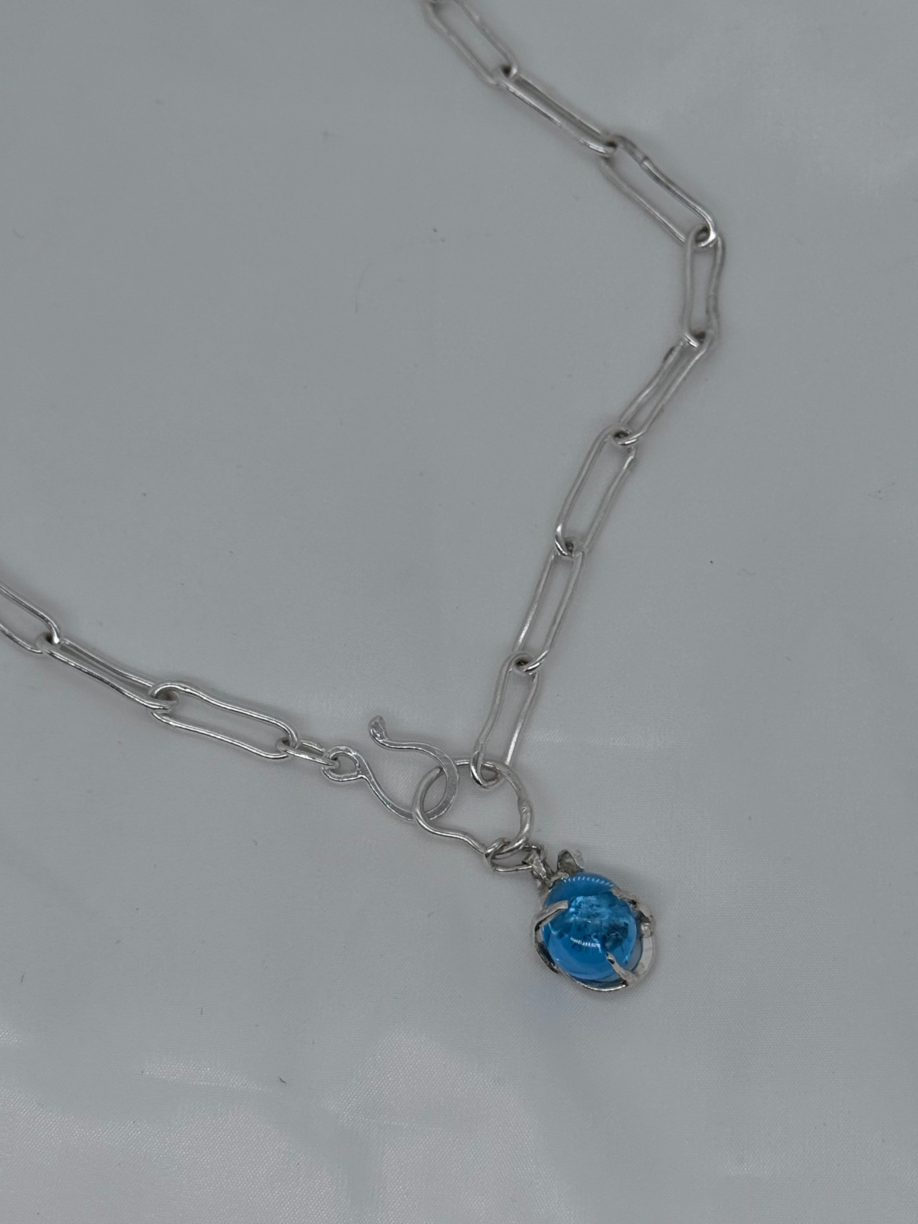[Ready-to-ship] Blue Topaz pendant top｜Hand-made chain nackelace