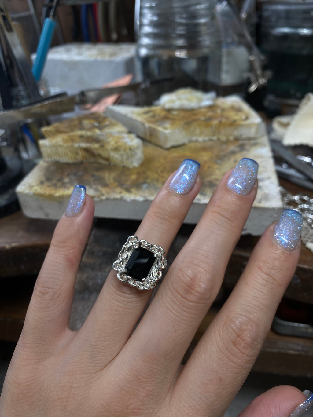 Chain frame ring| Onxy