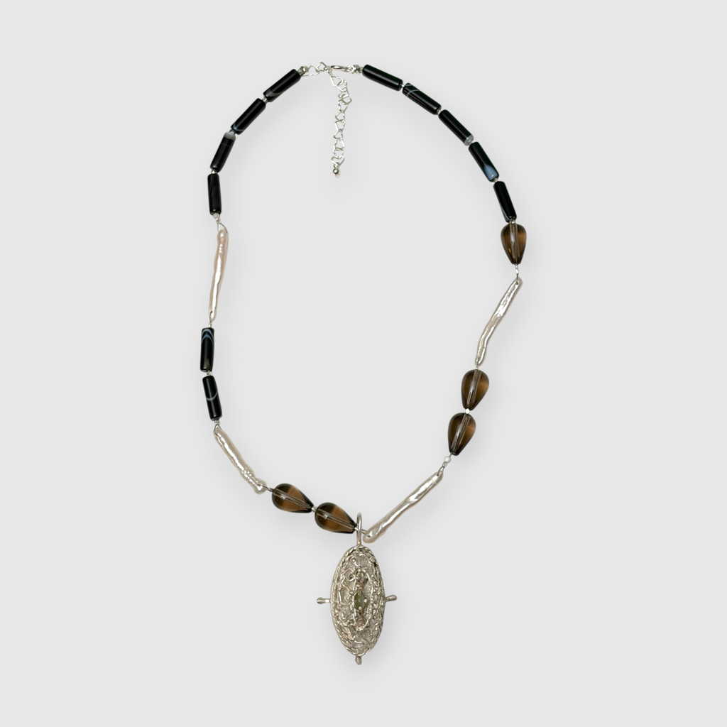 3 stones/Smoky necklace