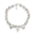Shining logo motif pearl nacklace