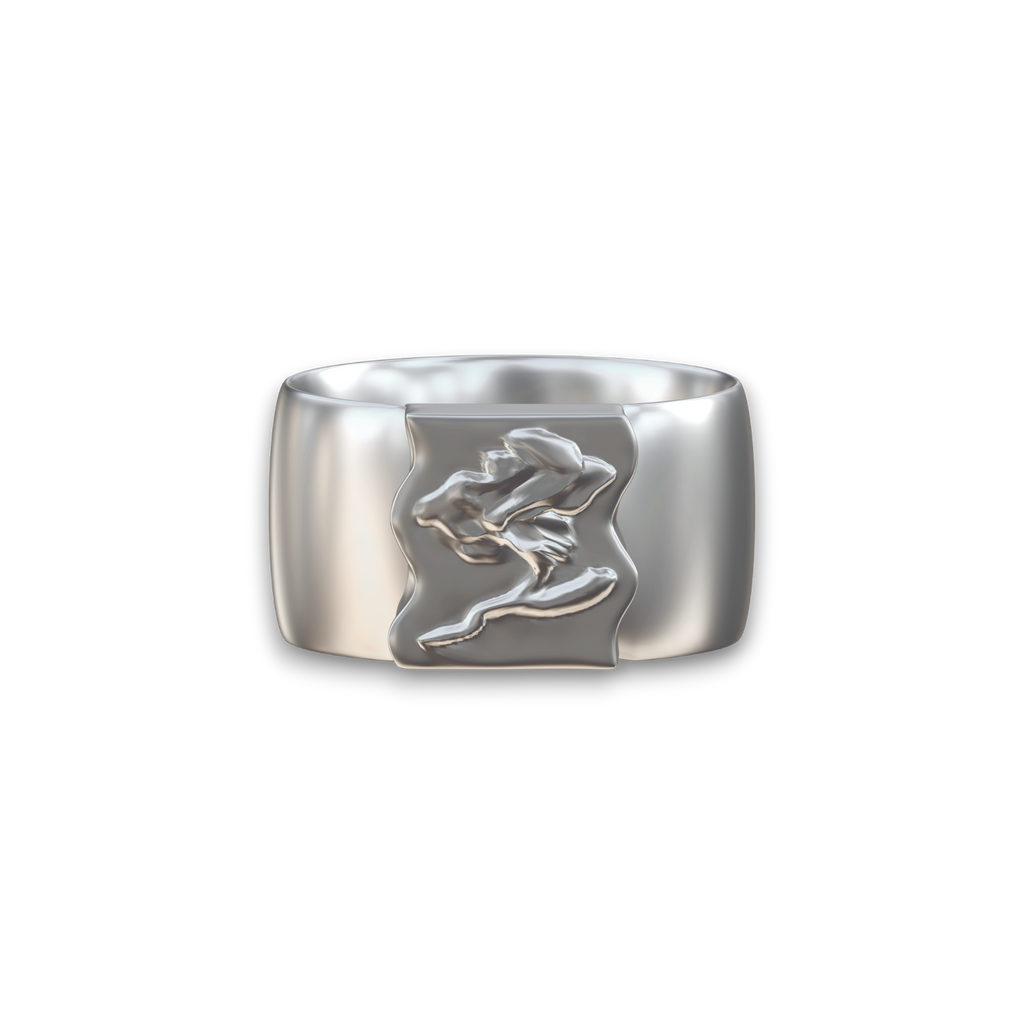 Distorted rose design ring