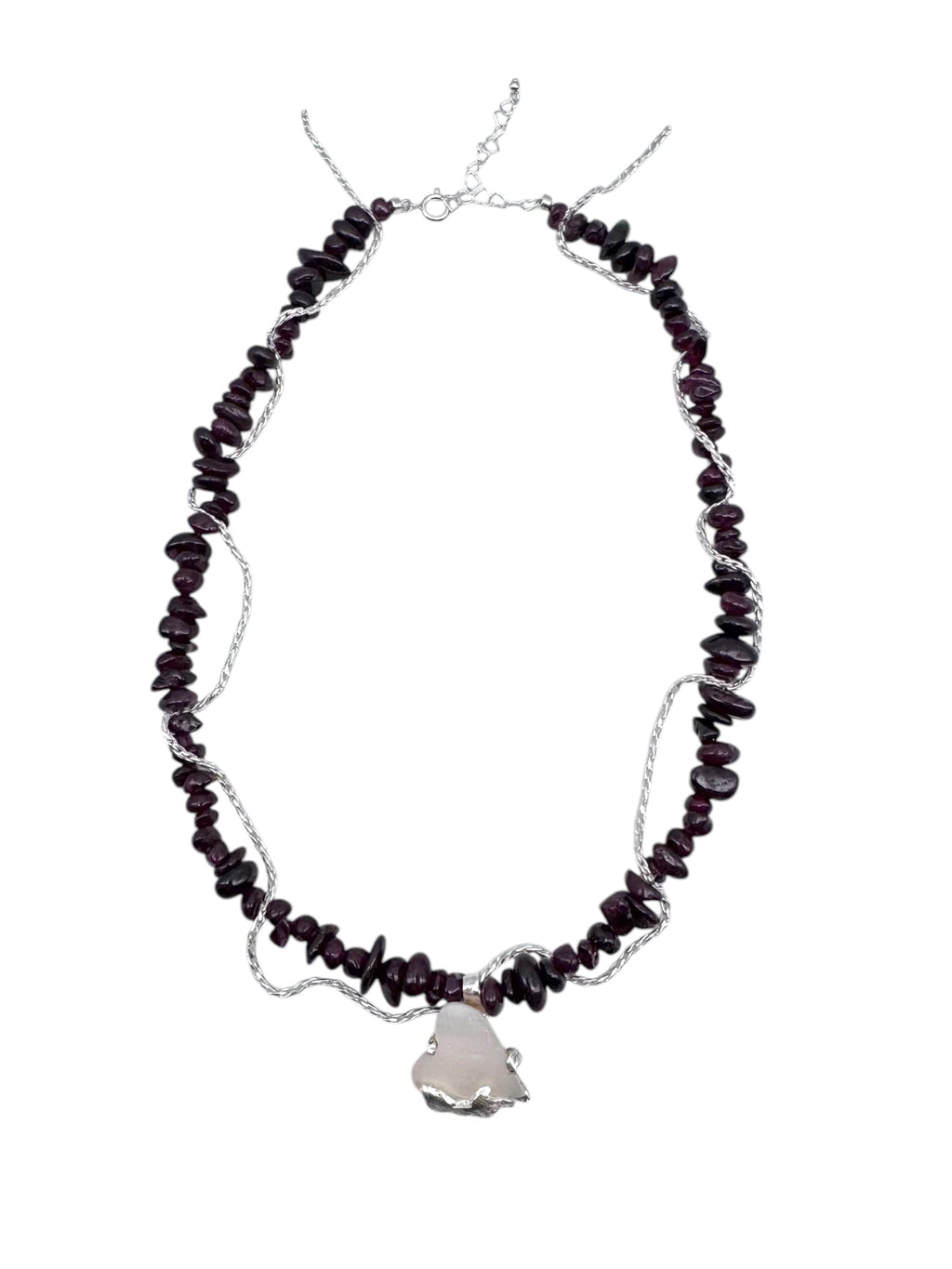 [ready-to-ship] Garnet|Hand-cut Mother-of-Pearl Pendant