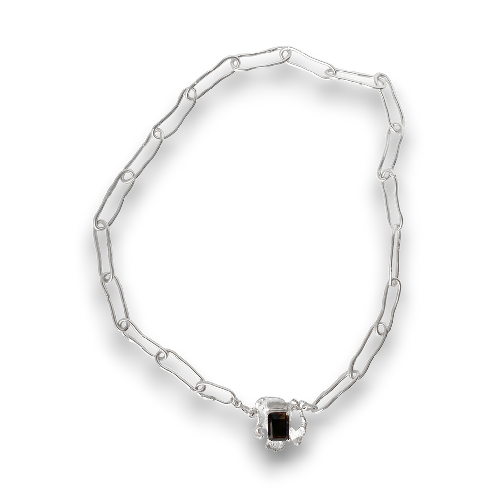 Totemic frame chain necklace(Smoky Quartz)