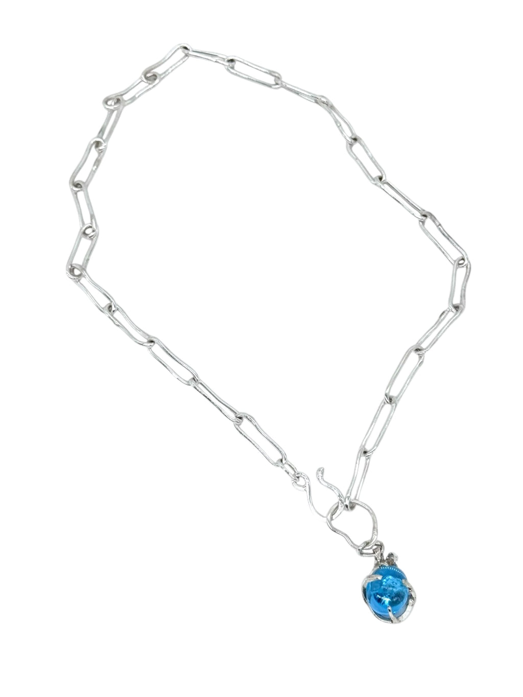 [Ready-to-ship] Blue Topaz pendant top｜Hand-made chain nackelace